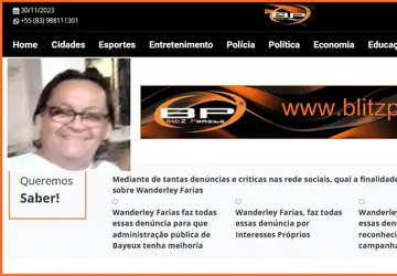 Qual será a verdadeira finalidade do ativista ou jornalista Wanderly Farias, com tantas demandas de criticas e denúncia sobre a atual gestão da prefeita Luciene Gomes, e seu marido Fofinho.