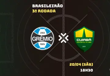 Grêmio x Cuiabá: escalações prováveis, como assistir, data e horário