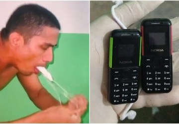 Detento é flagrado com celulares no organismo e 'vomita' dois aparelhos; vídeo