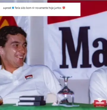 Nos 30 anos sem Ayrton Senna, Prost posta homenagem: 'Teria sido bom rir novamente juntos hoje'
