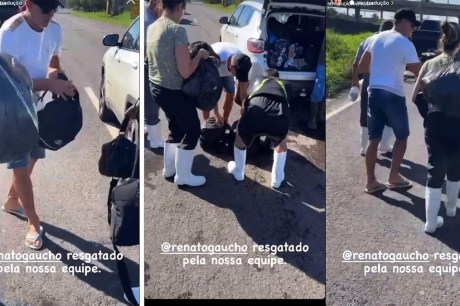 Carol Portaluppi posta vídeo do pai, Renato Gaúcho, sendo resgatado de enchente no Rio Grande do Sul