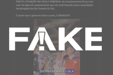 É #FAKE que ministro não bebeu água de modelo de purificador doado ao RS